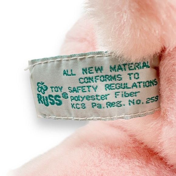 VTG Russ Berrie SUGARPLUM Pink Teddy Bear Rattle Lovey Stuffed Animal VERY RARE - Picture 8 of 8